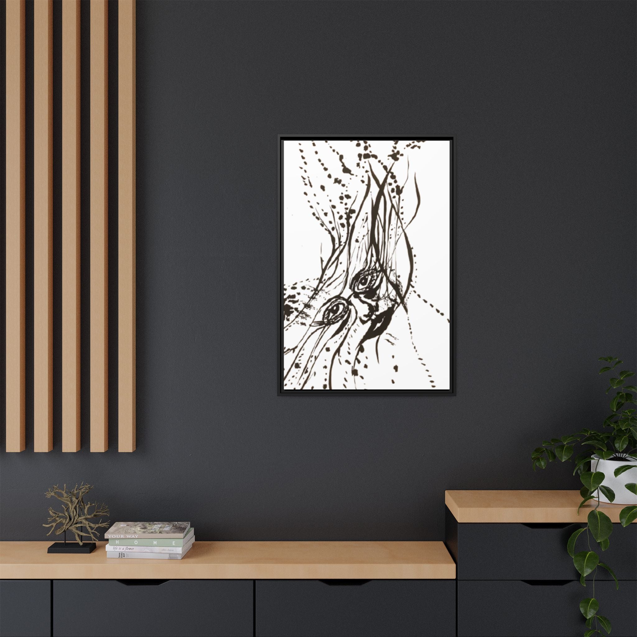 "The Ink Face" Framed Canvas Abstract Face Art Print