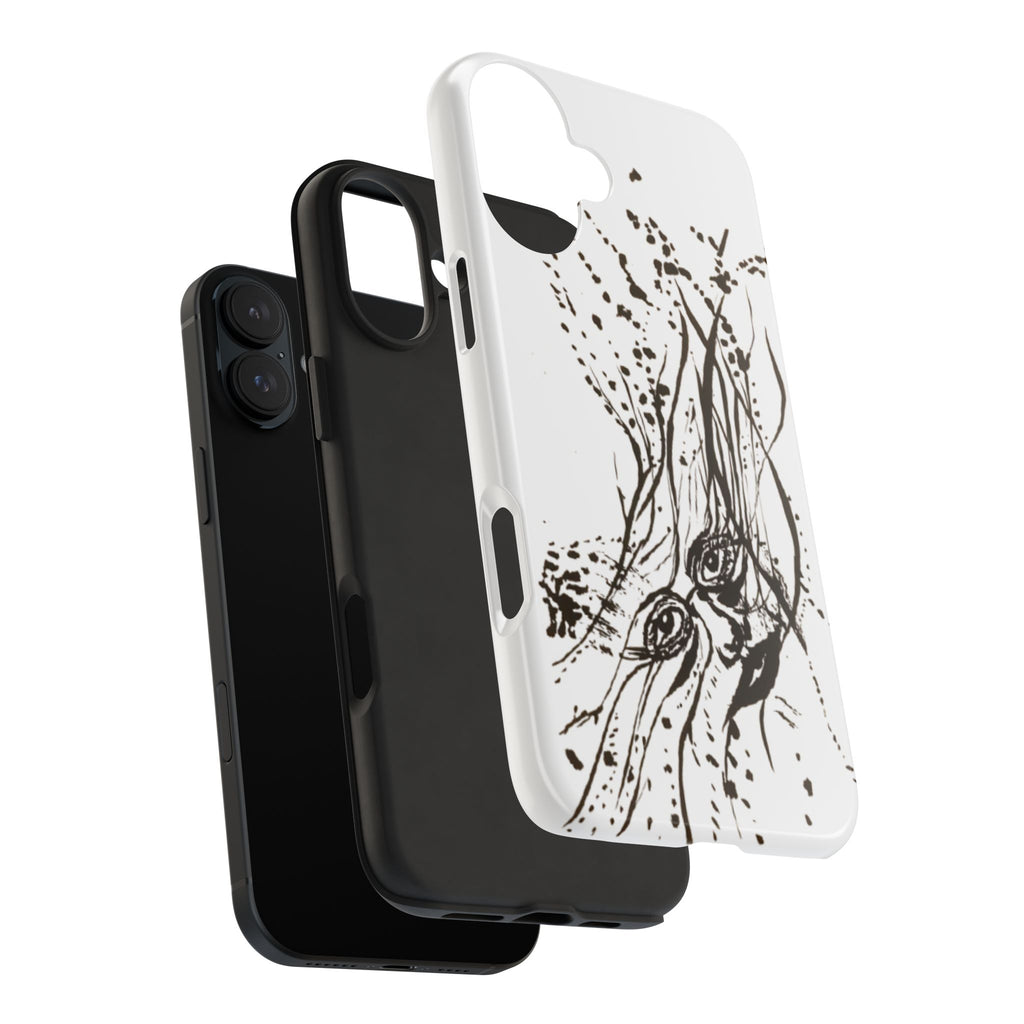 "Ink Face" Tough Phone Case — Abstract Ink Sketch Protective Cover