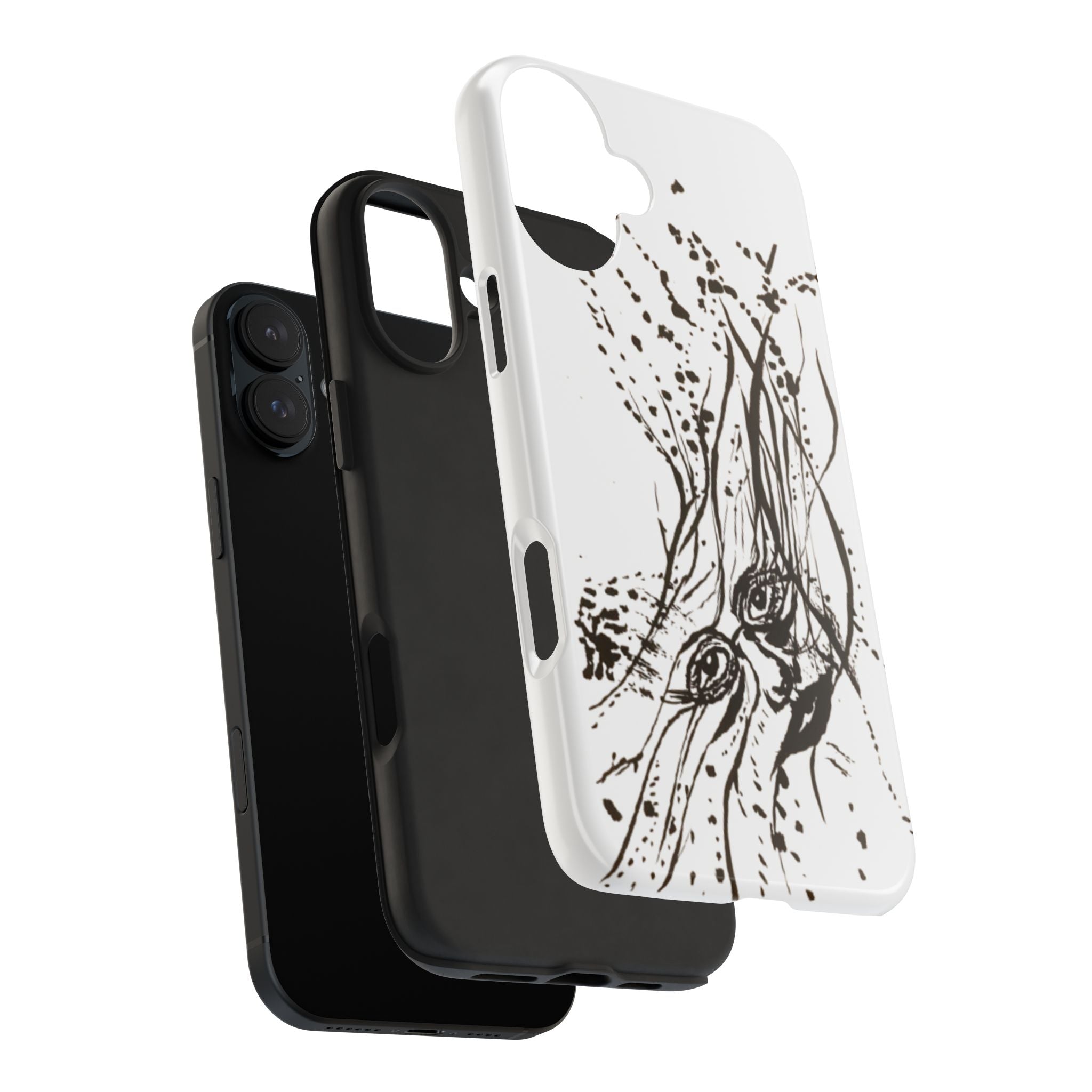 "Ink Face" Tough Phone Case — Abstract Ink Sketch Protective Cover