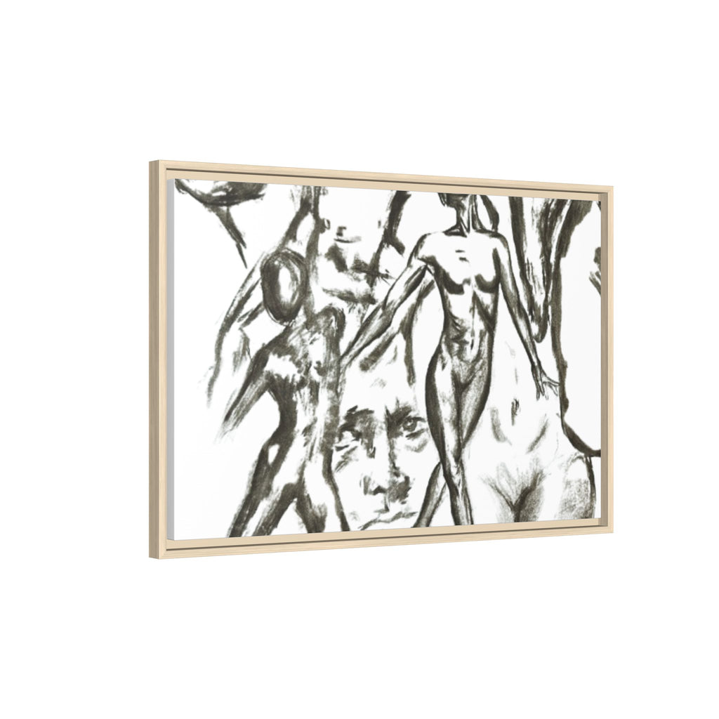 "The Figures" Abstract Matte Canvas Framed Wall Art