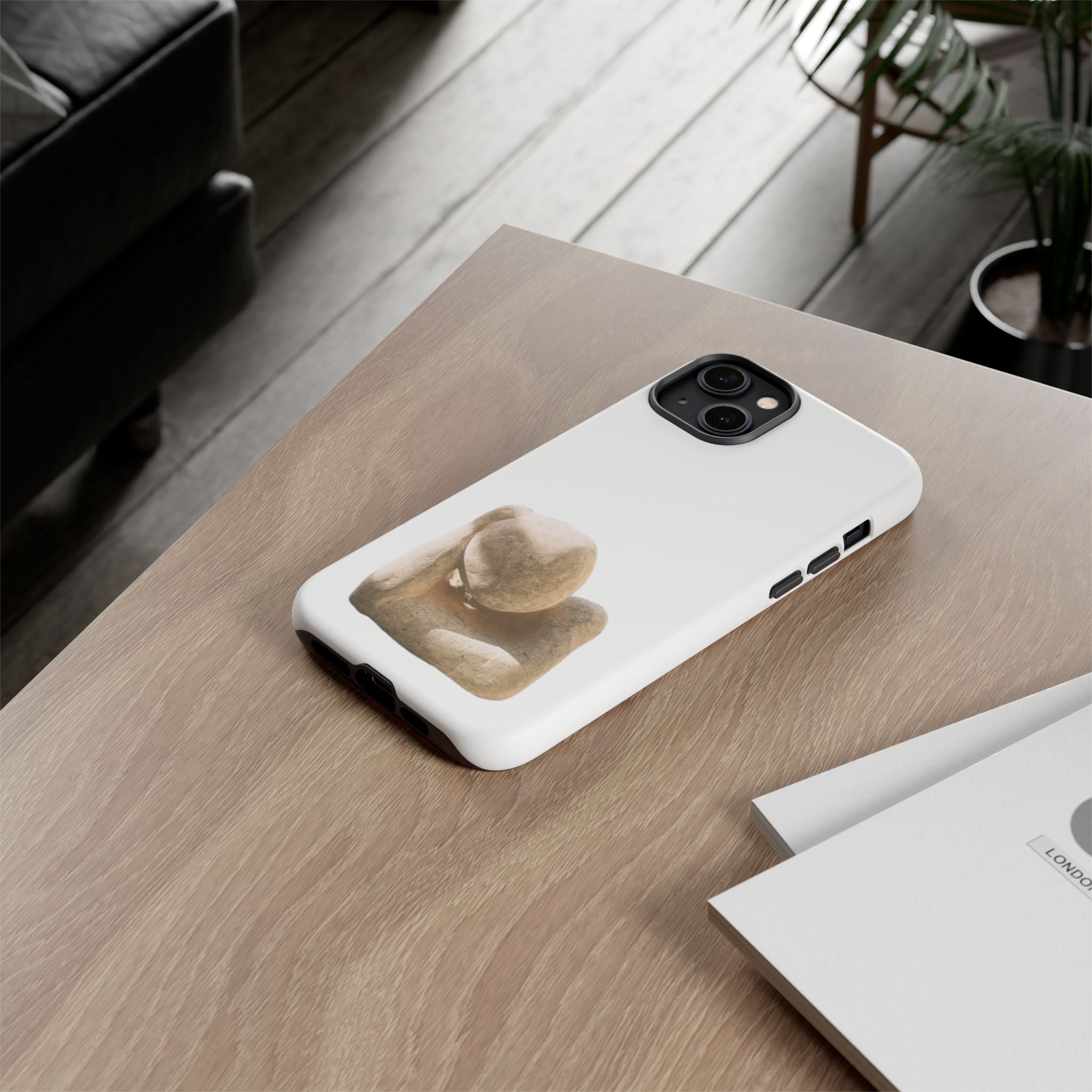 "Leaning Man" Phone Case — Minimalist Thoughtful Stone Sculpture Design