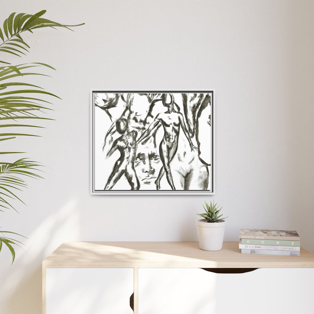 "The Figures" Abstract Matte Canvas Framed Wall Art