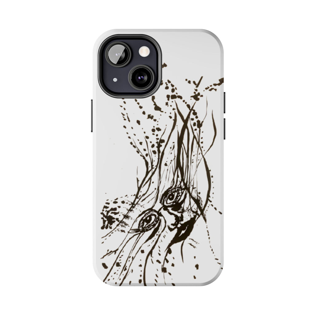 "Ink Face" Tough Phone Case — Abstract Ink Sketch Protective Cover