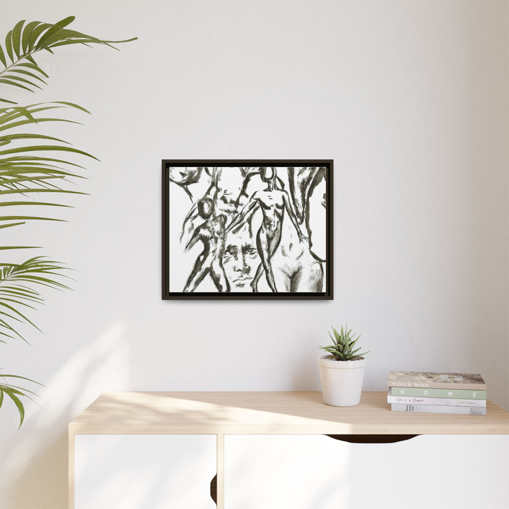 "The Figures" Abstract Matte Canvas Framed Wall Art