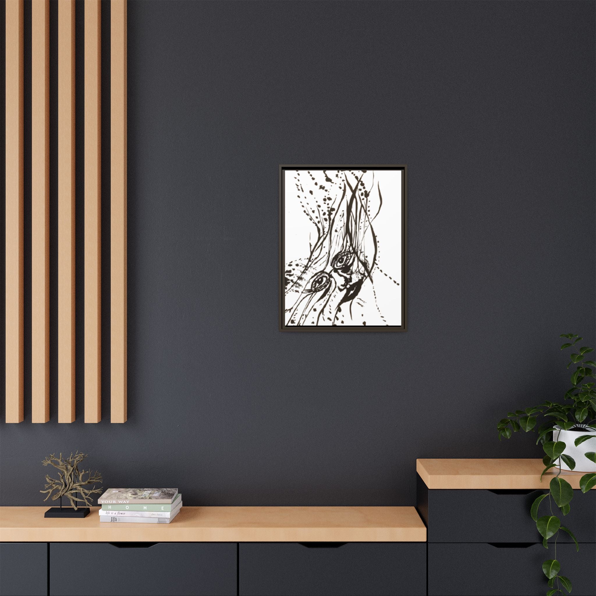 "The Ink Face" Framed Canvas Abstract Face Art Print