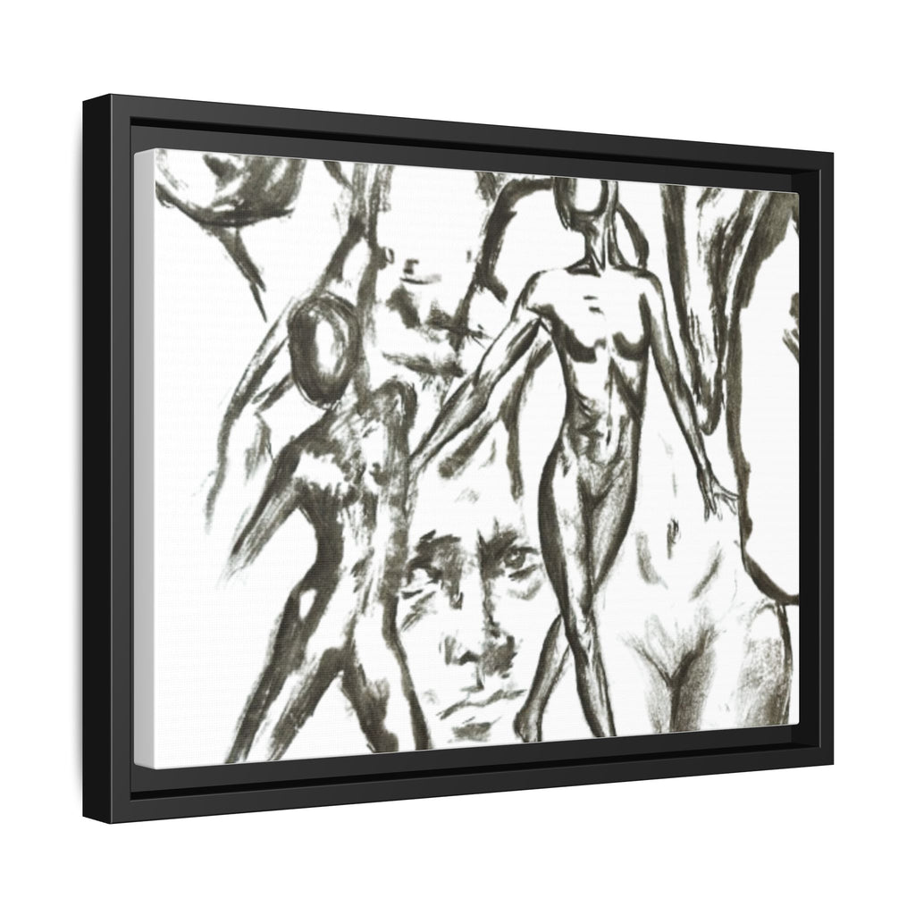 "The Figures" Abstract Matte Canvas Framed Wall Art