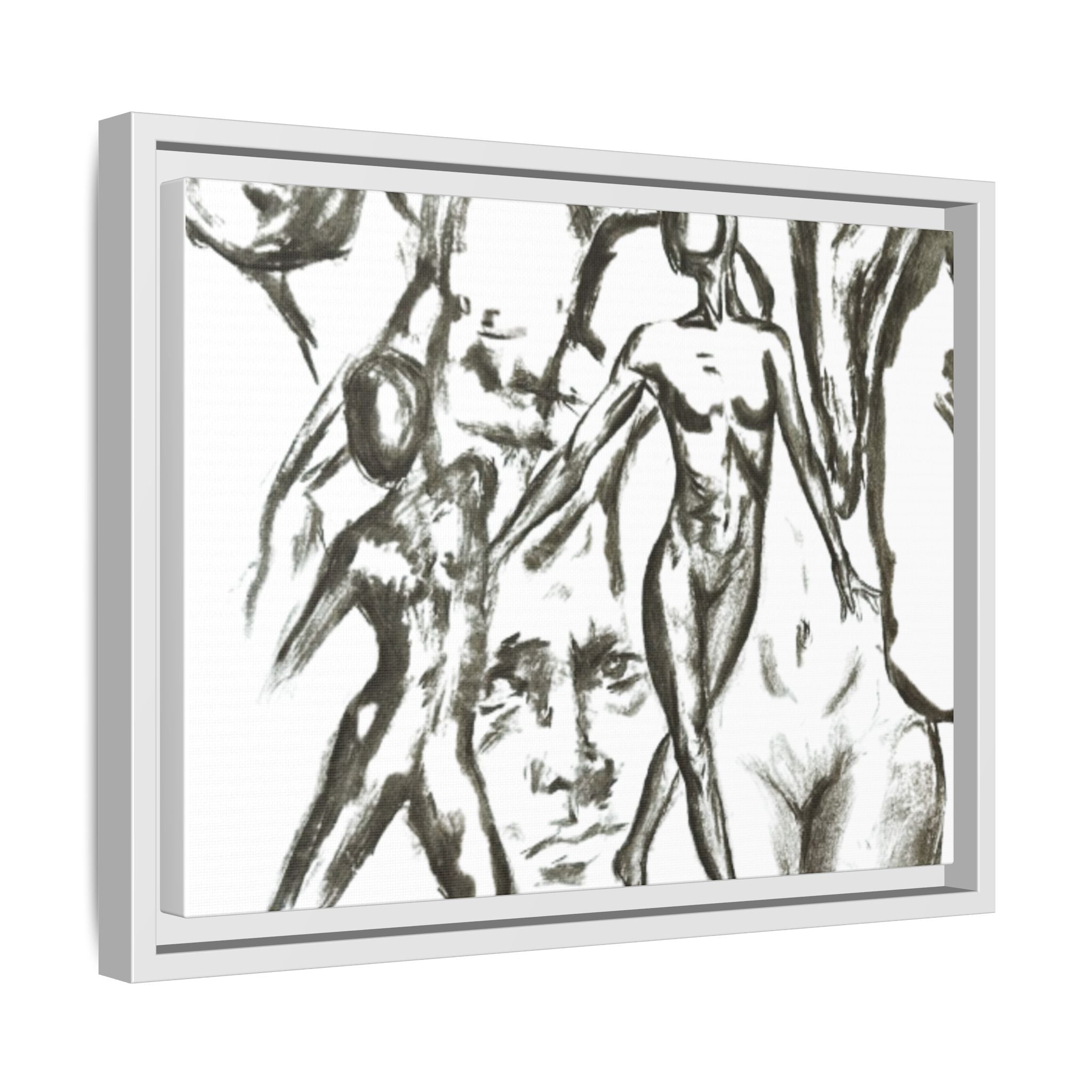 "The Figures" Abstract Matte Canvas Framed Wall Art
