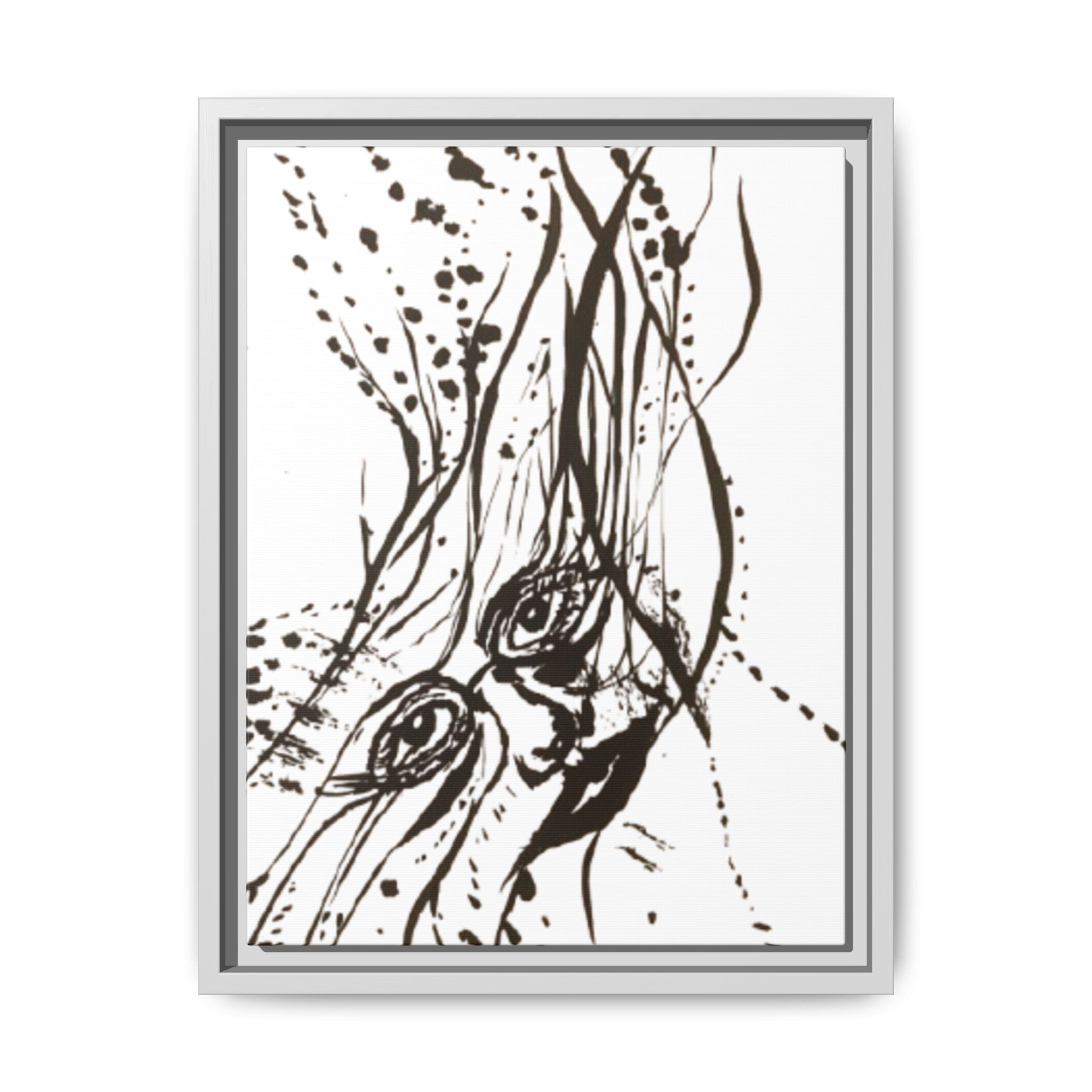 "The Ink Face" Framed Canvas Abstract Face Art Print