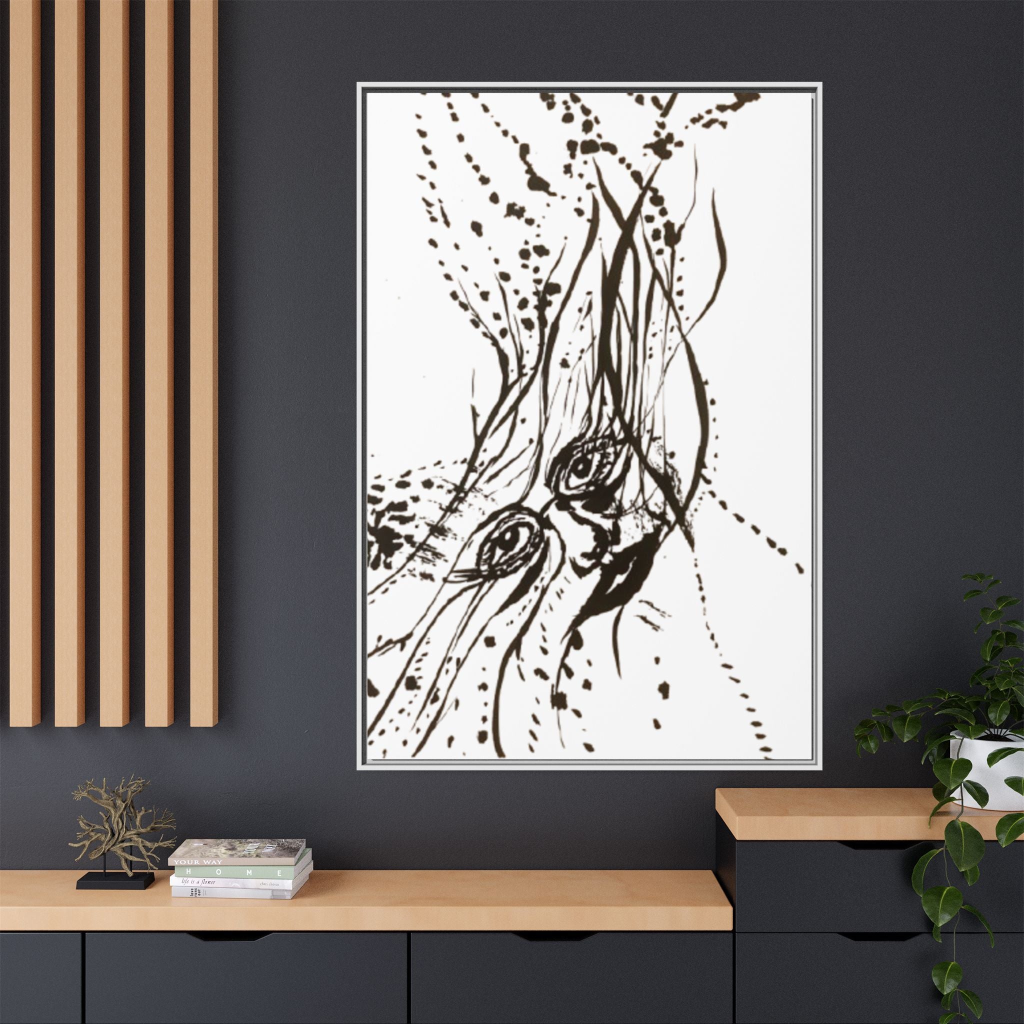 "The Ink Face" Framed Canvas Abstract Face Art Print