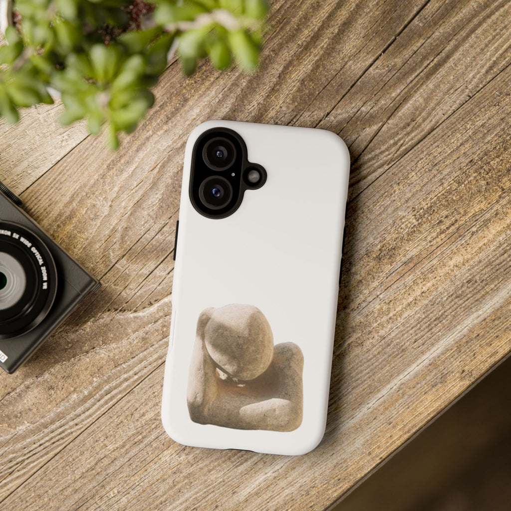 "Leaning Man" Phone Case — Minimalist Thoughtful Stone Sculpture Design