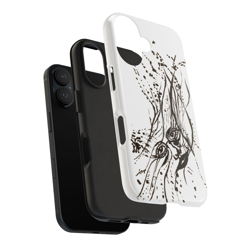 "Ink Face" Tough Phone Case — Abstract Ink Sketch Protective Cover