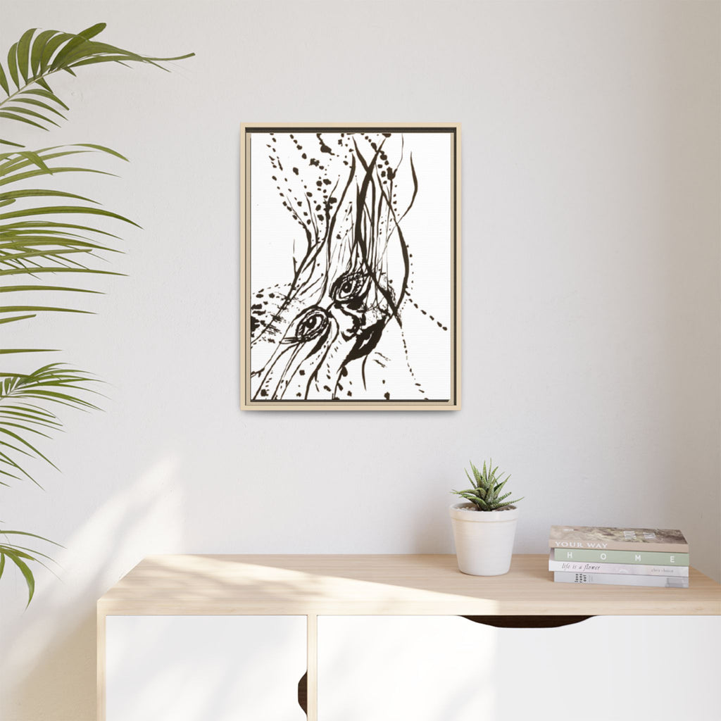 "The Ink Face" Framed Canvas Abstract Face Art Print