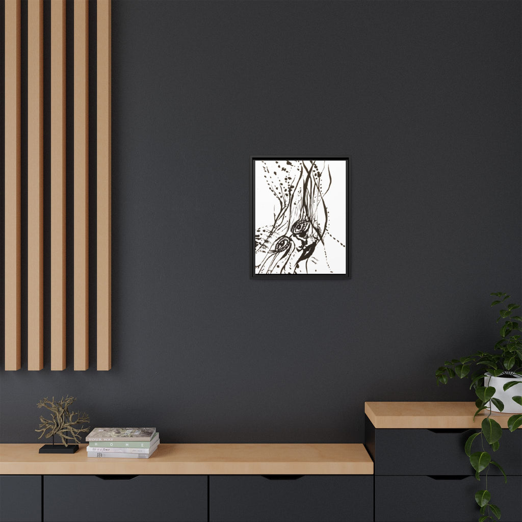"The Ink Face" Framed Canvas Abstract Face Art Print