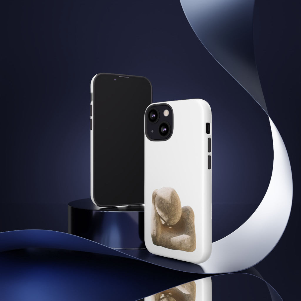 "Leaning Man" Phone Case — Minimalist Thoughtful Stone Sculpture Design