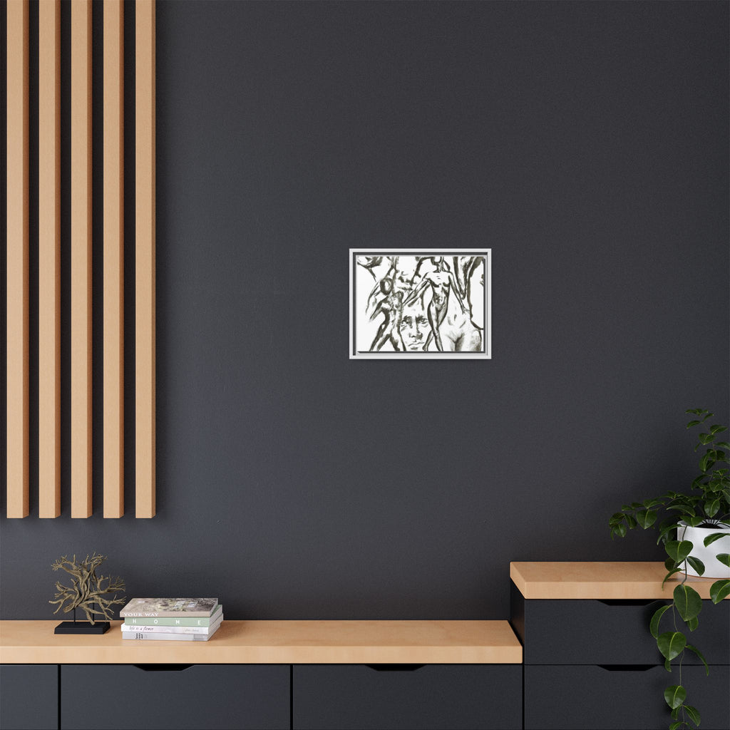 "The Figures" Abstract Matte Canvas Framed Wall Art