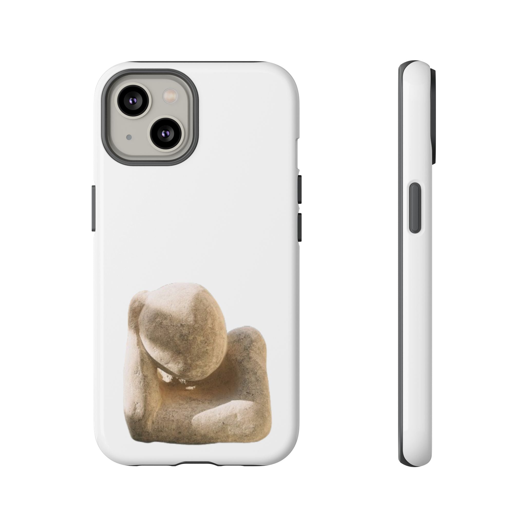 "Leaning Man" Phone Case — Minimalist Thoughtful Stone Sculpture Design