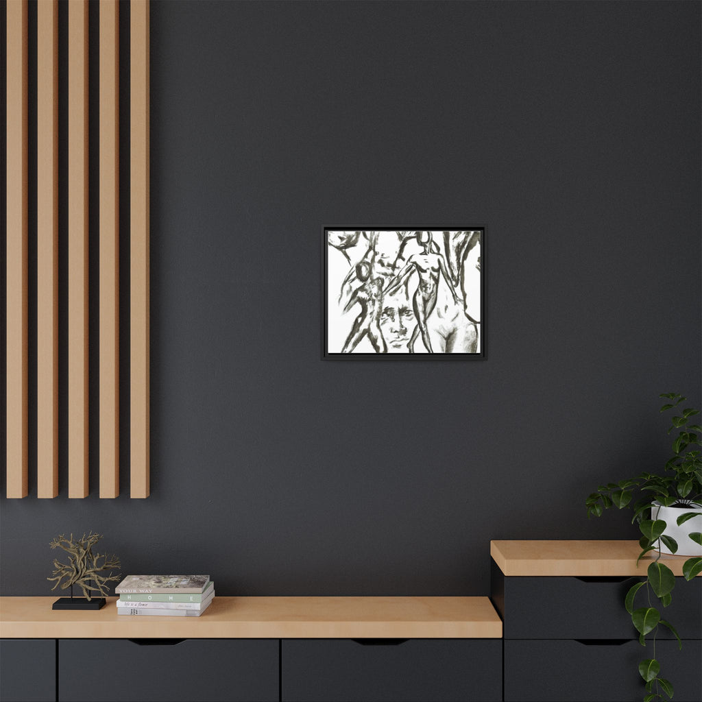 "The Figures" Abstract Matte Canvas Framed Wall Art