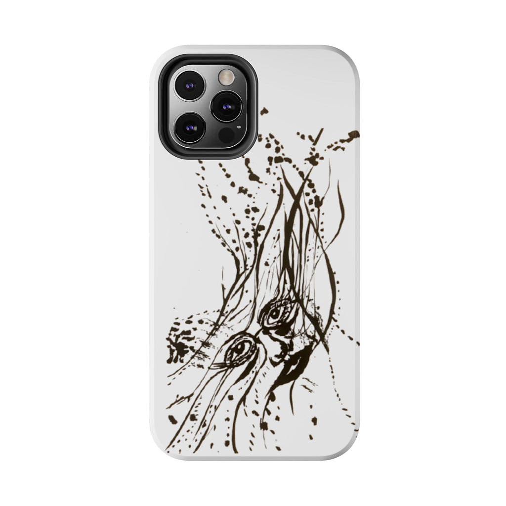 "Ink Face" Tough Phone Case — Abstract Ink Sketch Protective Cover