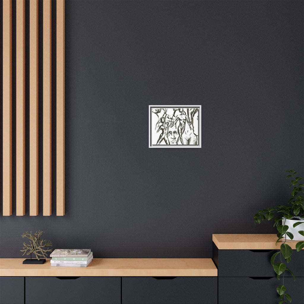 "The Figures" Abstract Matte Canvas Framed Wall Art
