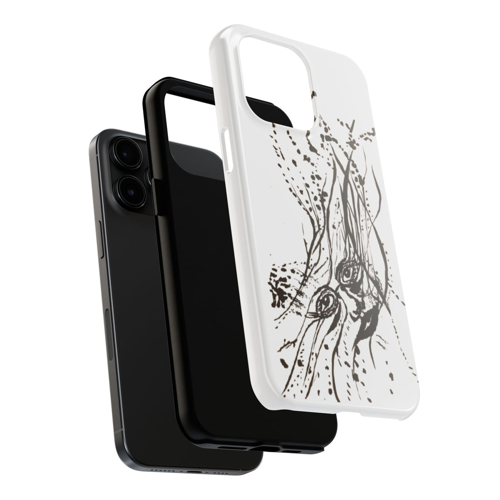 "Ink Face" Tough Phone Case — Abstract Ink Sketch Protective Cover
