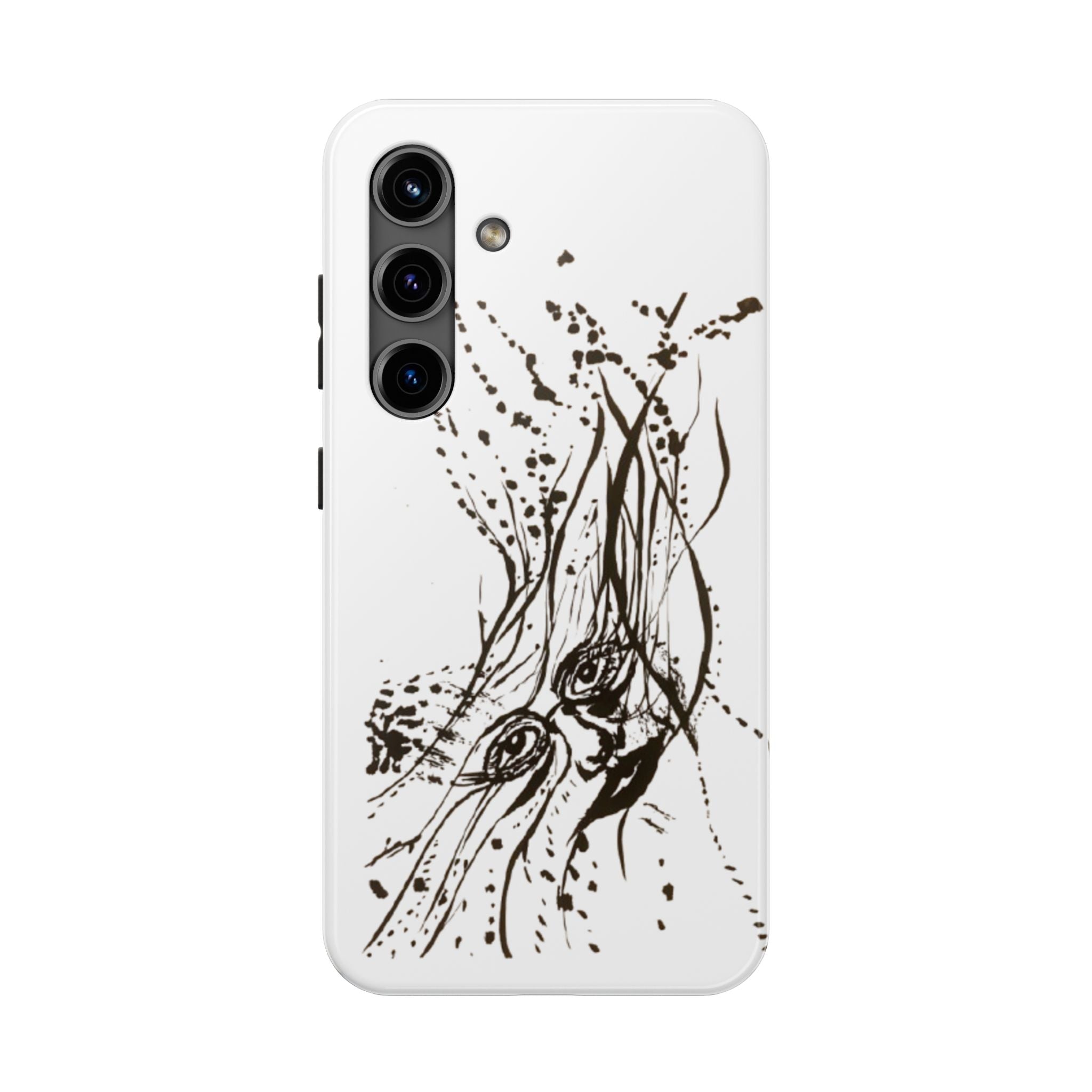 "Ink Face" Tough Phone Case — Abstract Ink Sketch Protective Cover