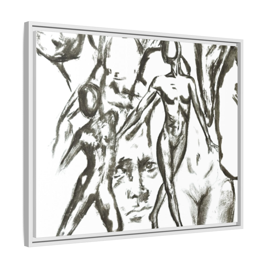 "The Figures" Abstract Matte Canvas Framed Wall Art