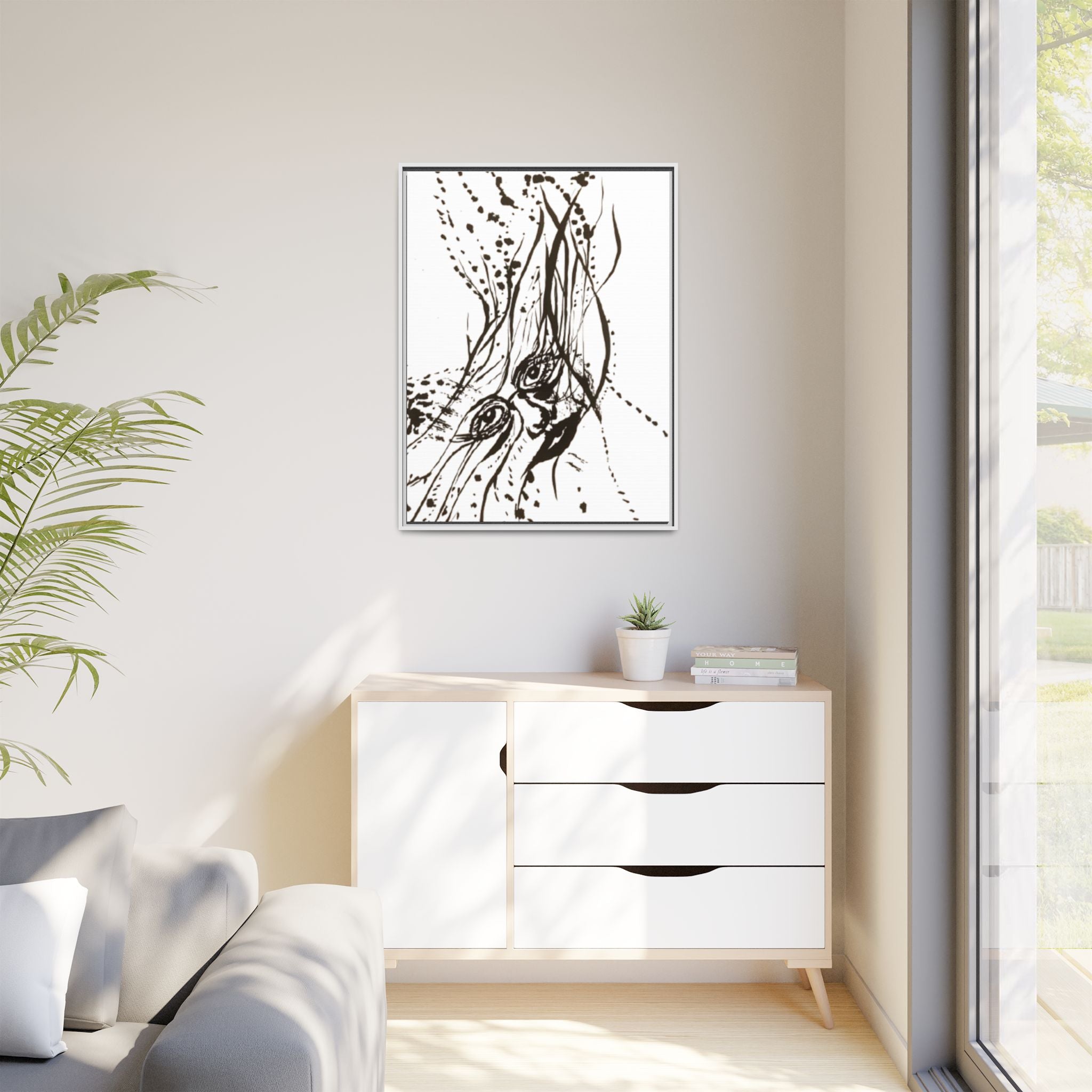 "The Ink Face" Framed Canvas Abstract Face Art Print