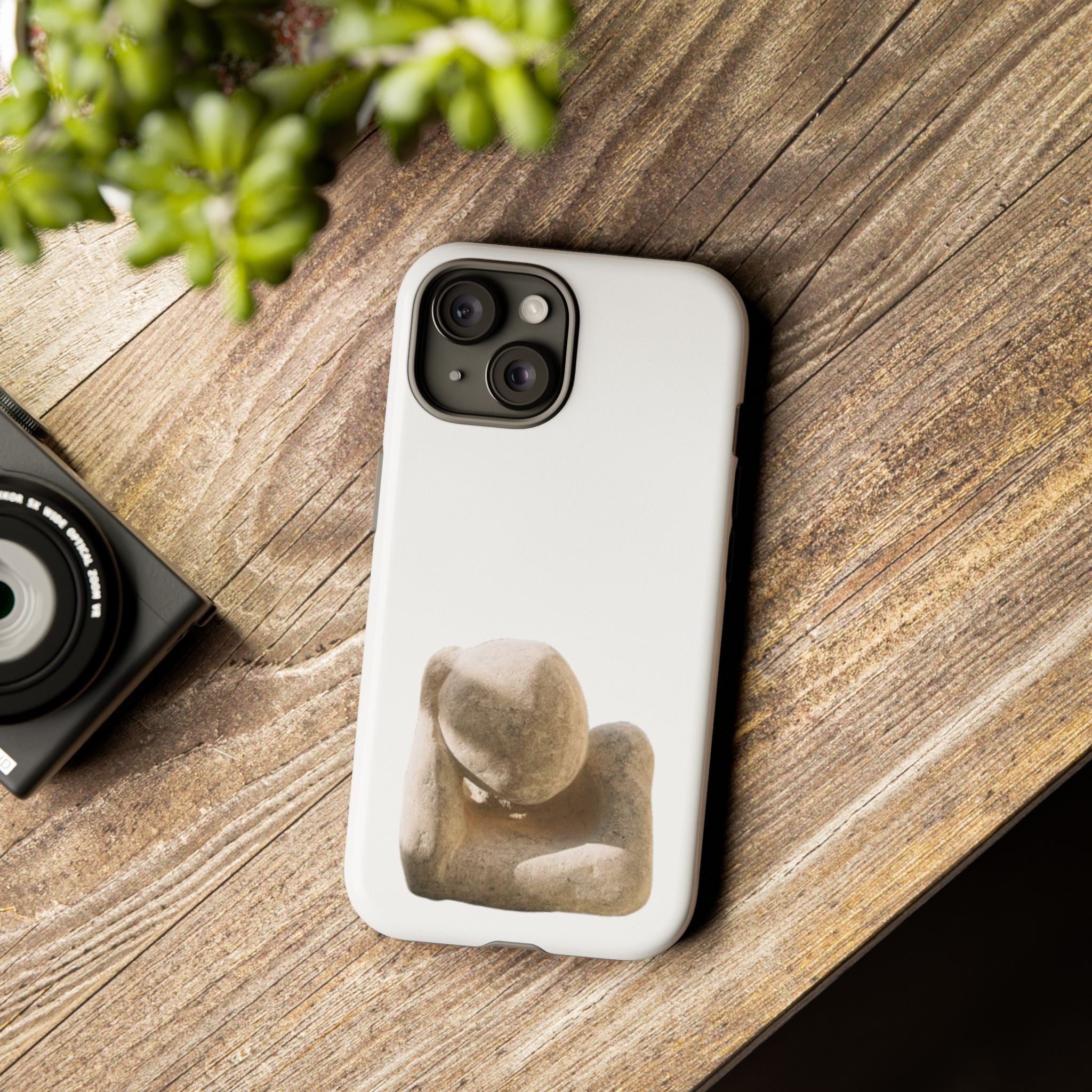 "Leaning Man" Phone Case — Minimalist Thoughtful Stone Sculpture Design