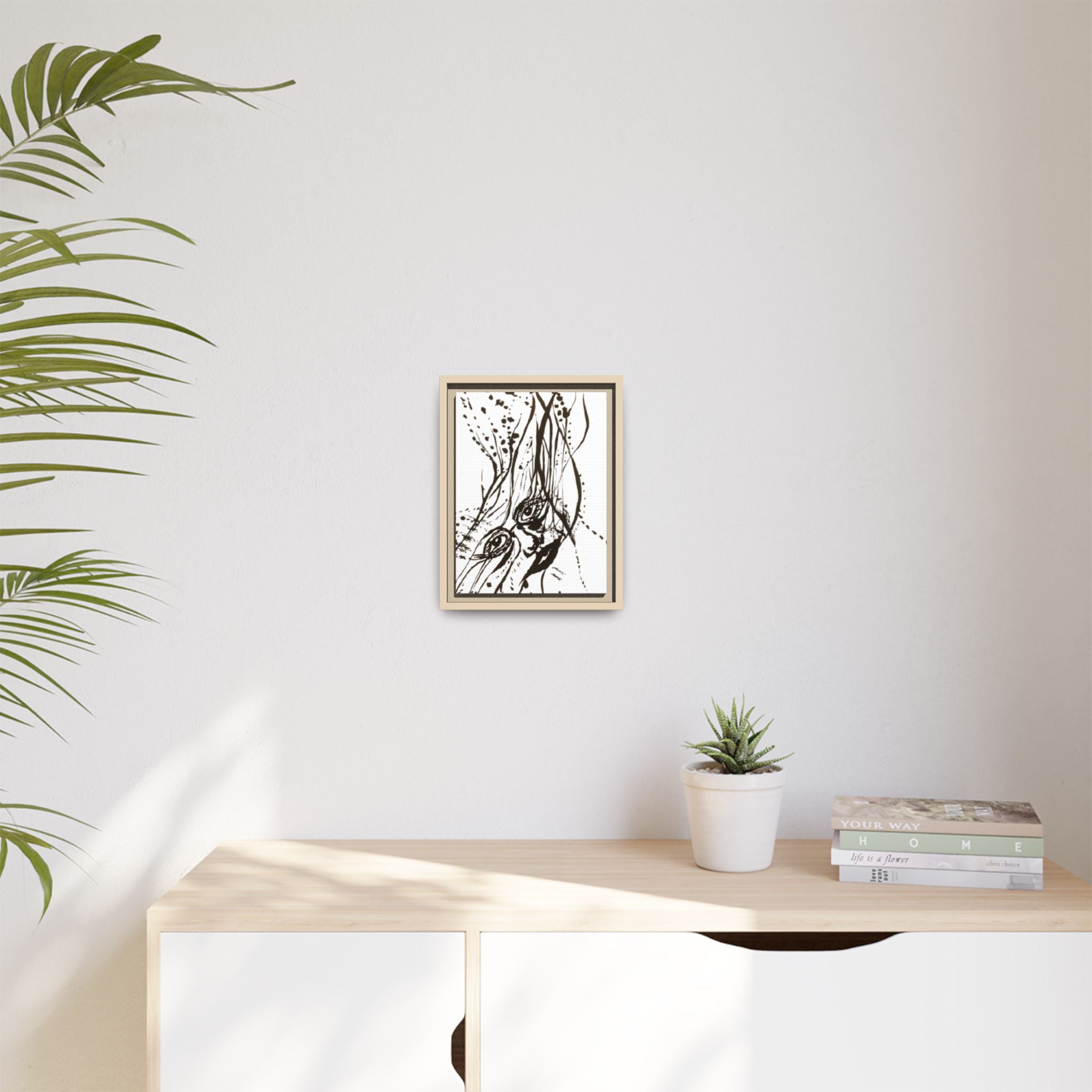 "The Ink Face" Framed Canvas Abstract Face Art Print