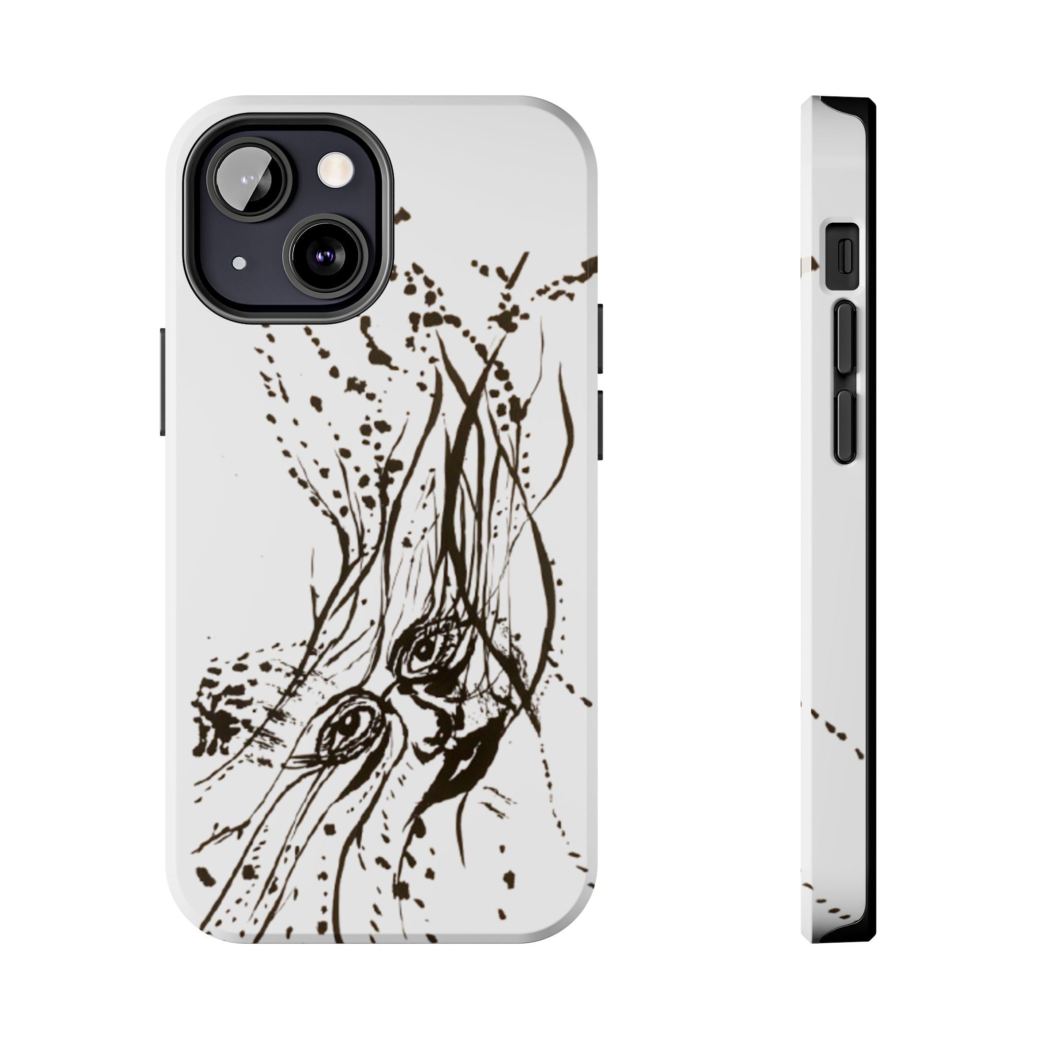 "Ink Face" Tough Phone Case — Abstract Ink Sketch Protective Cover