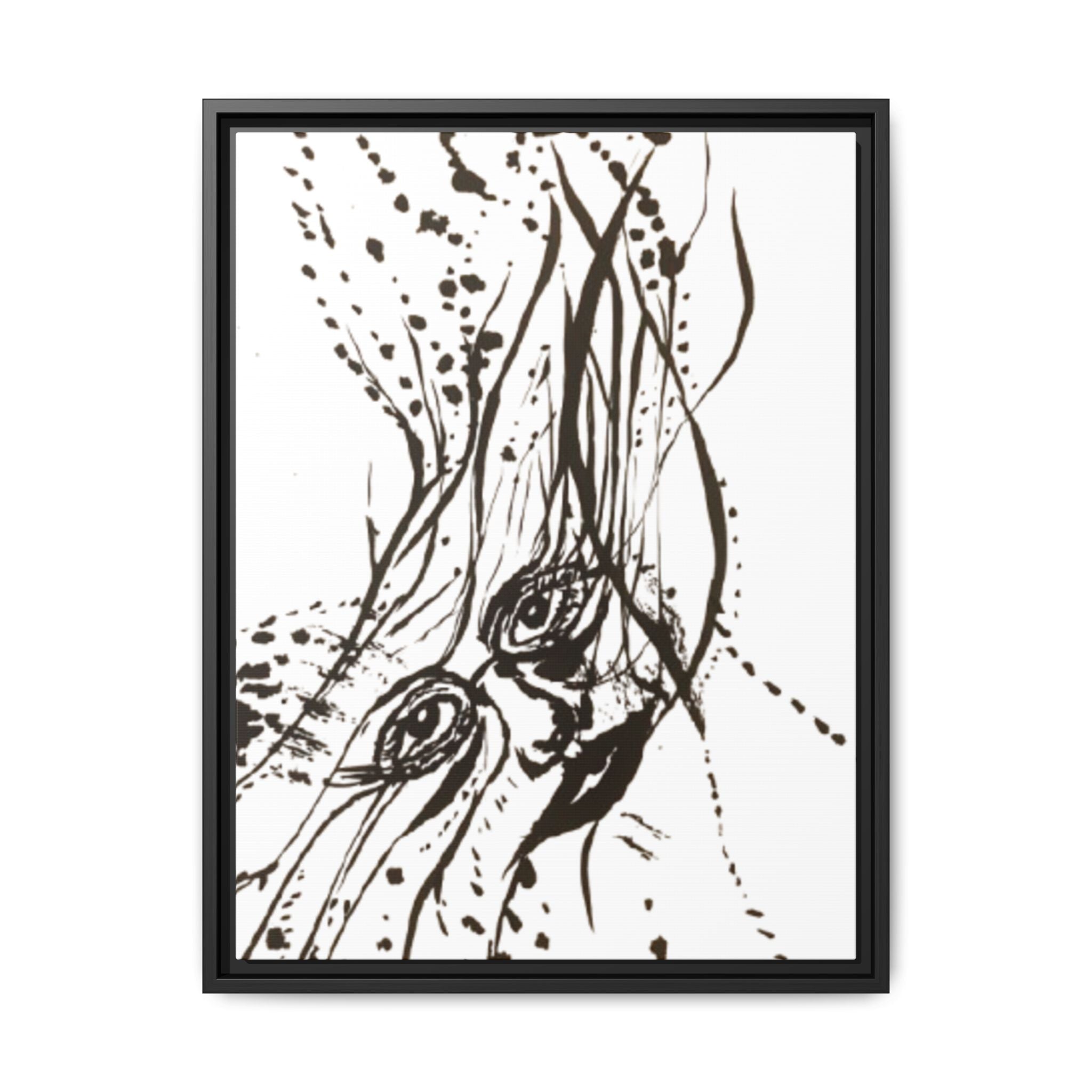"The Ink Face" Framed Canvas Abstract Face Art Print