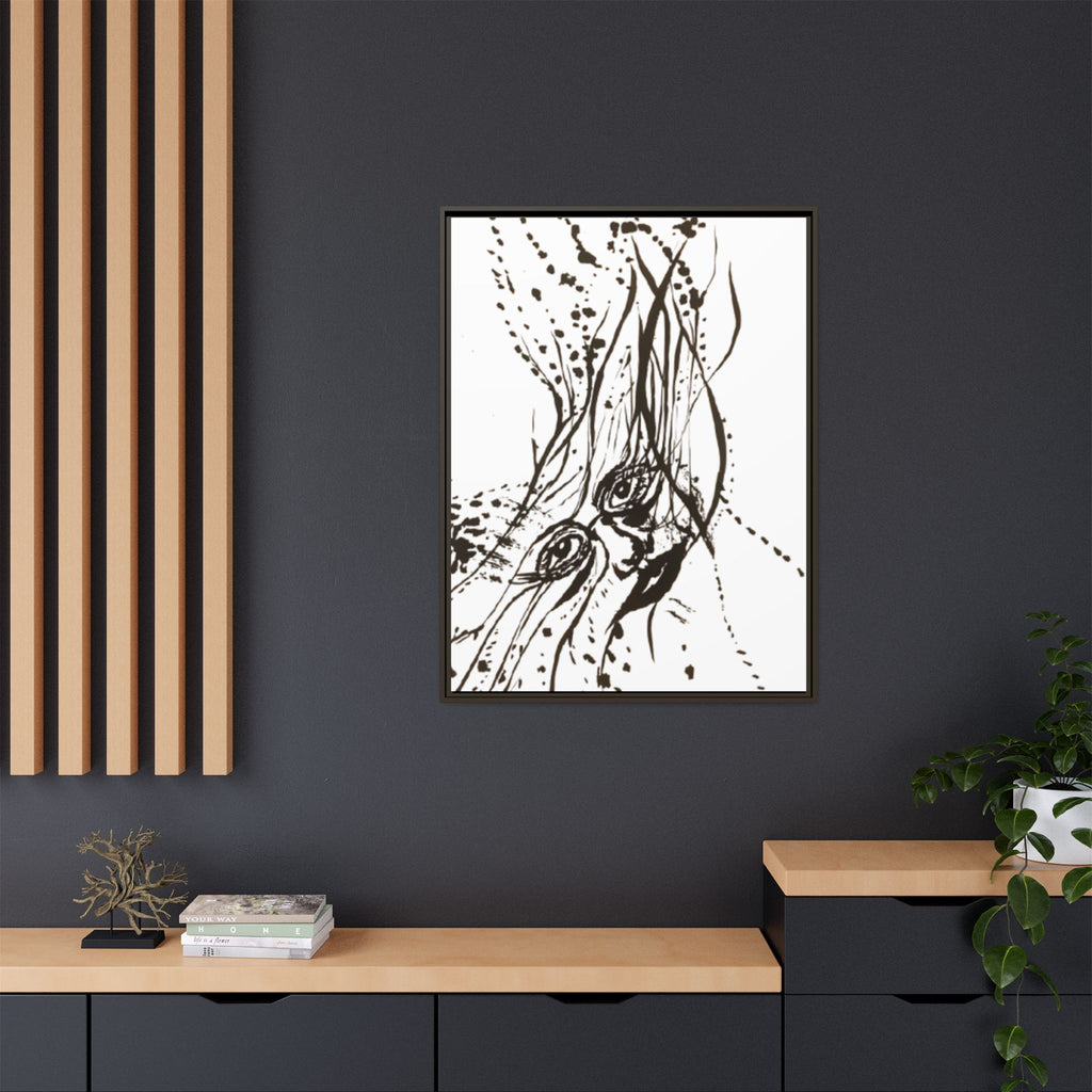 "The Ink Face" Framed Canvas Abstract Face Art Print