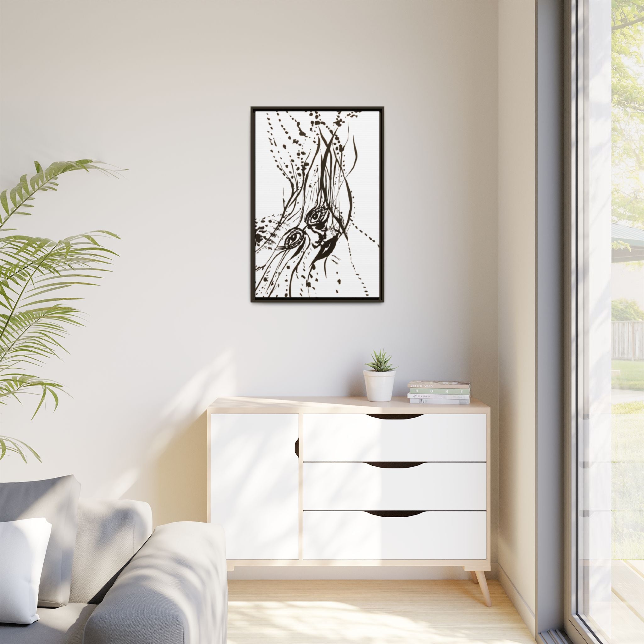 "The Ink Face" Framed Canvas Abstract Face Art Print