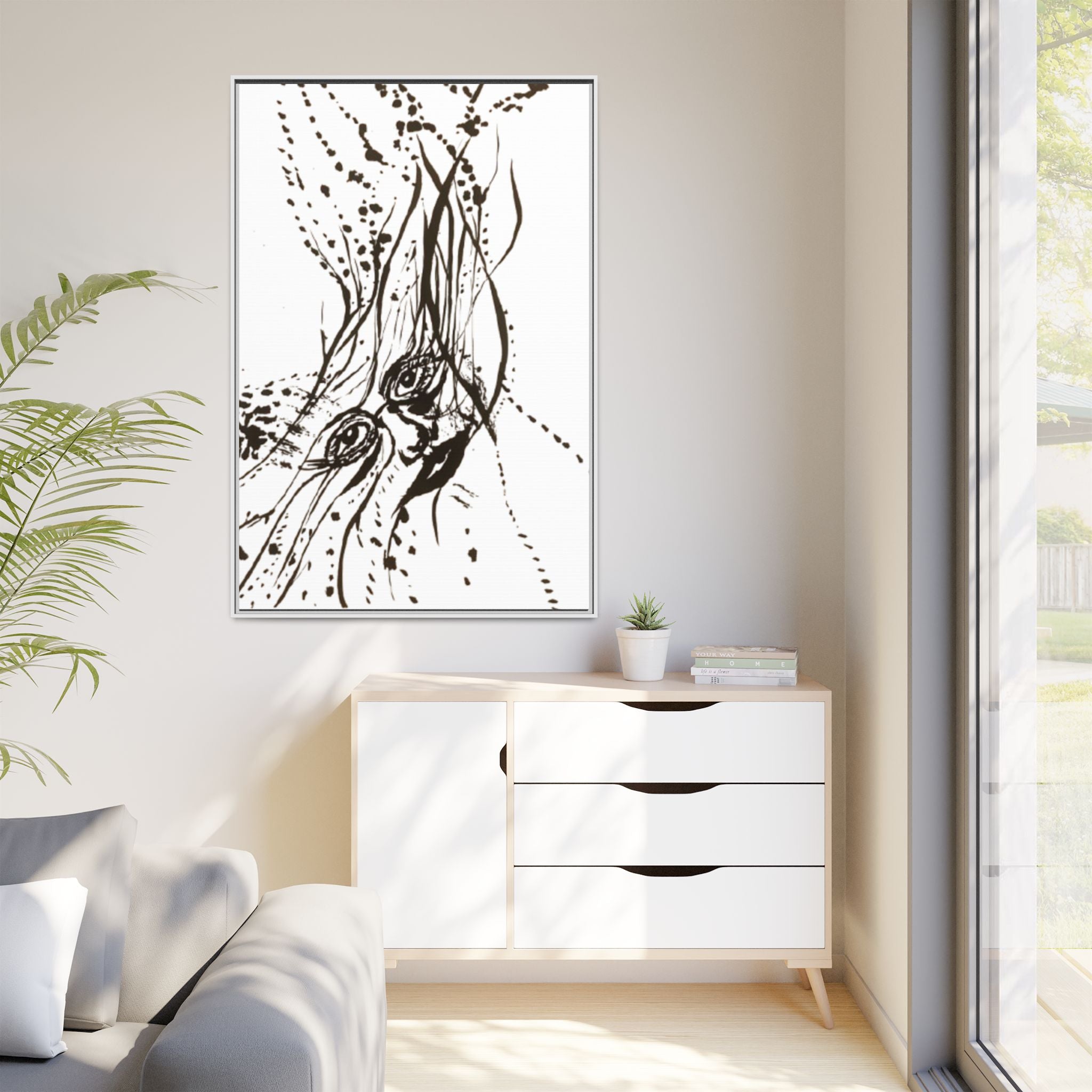 "The Ink Face" Framed Canvas Abstract Face Art Print