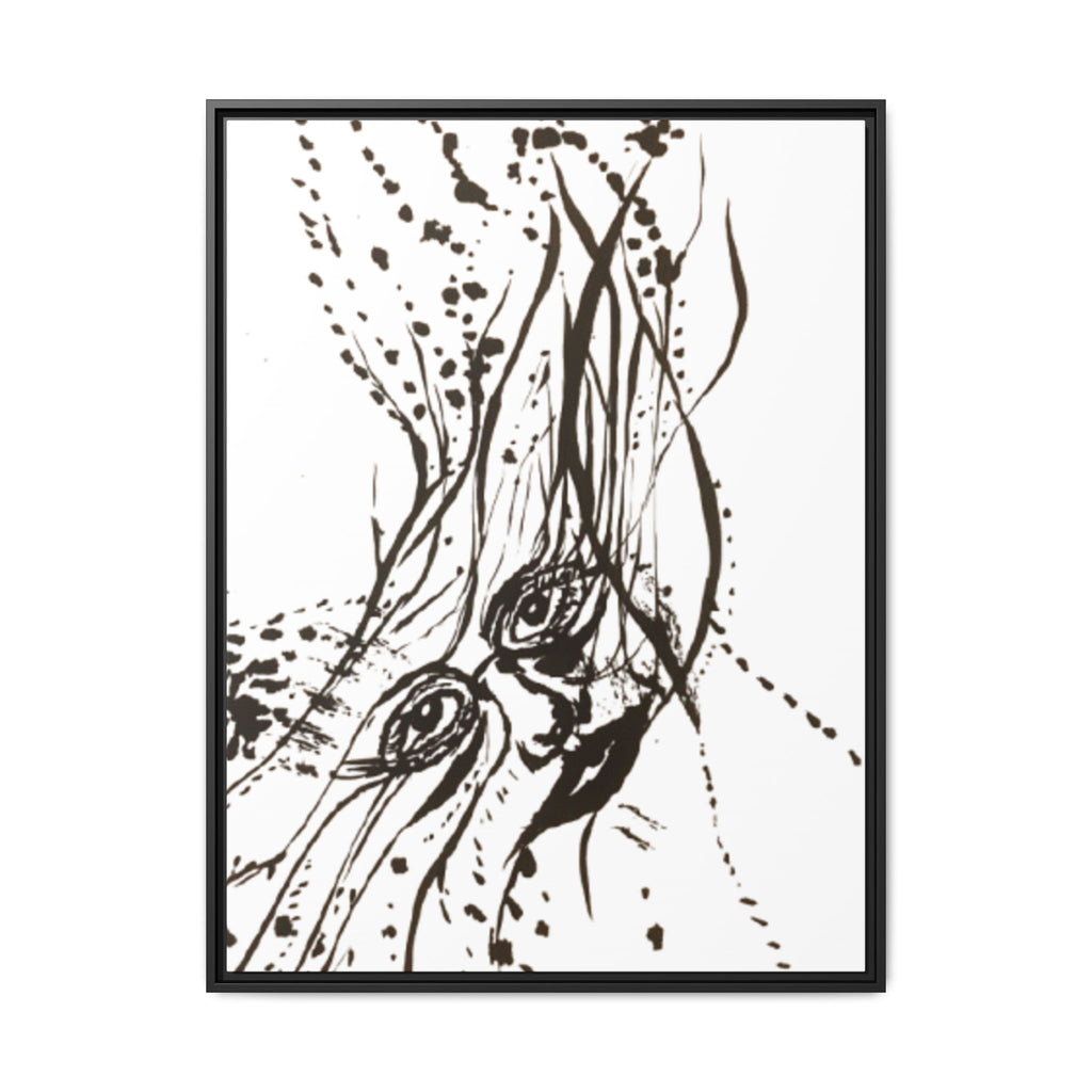 "The Ink Face" Framed Canvas Abstract Face Art Print