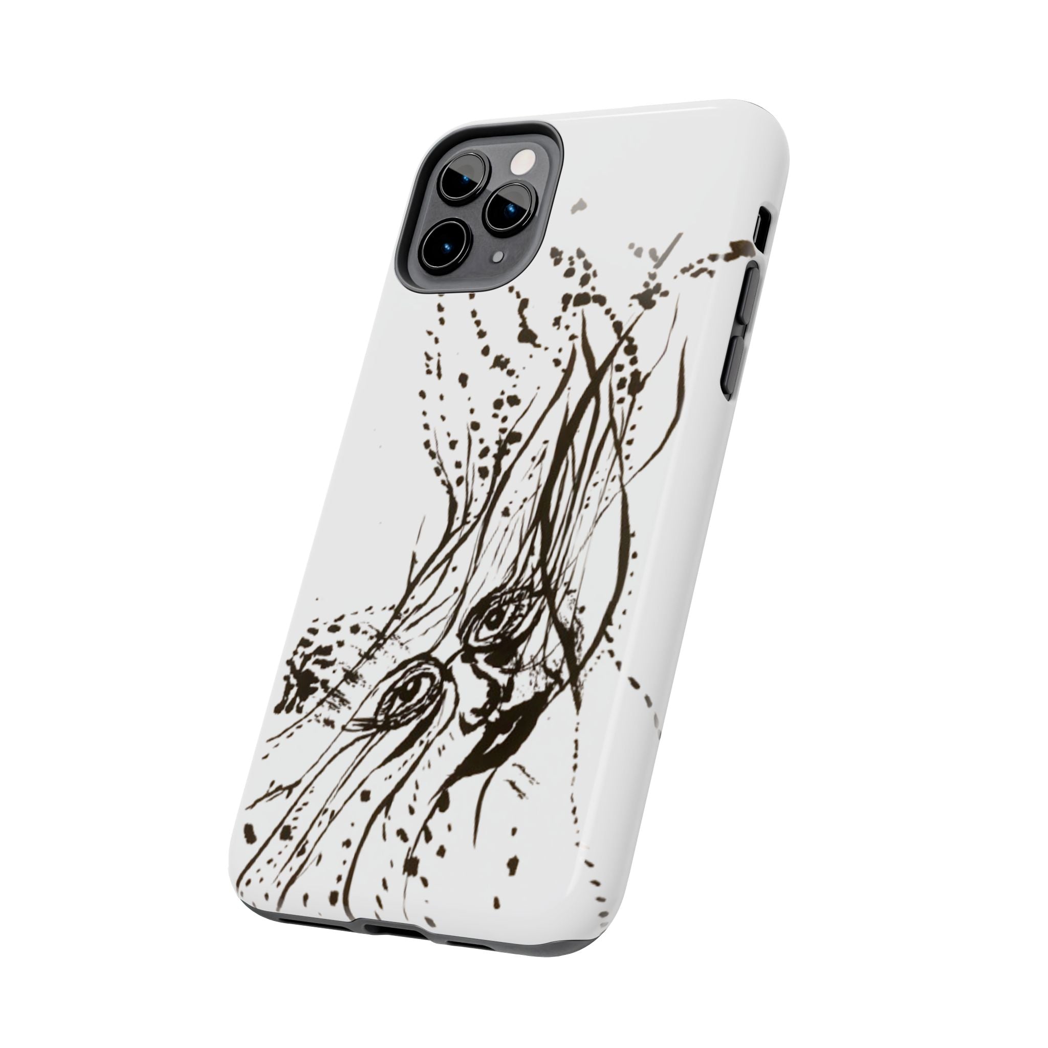 "Ink Face" Tough Phone Case — Abstract Ink Sketch Protective Cover