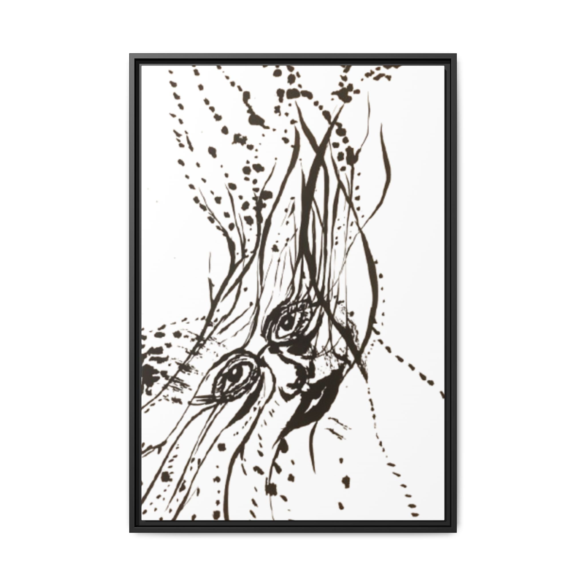 "The Ink Face" Framed Canvas Abstract Face Art Print