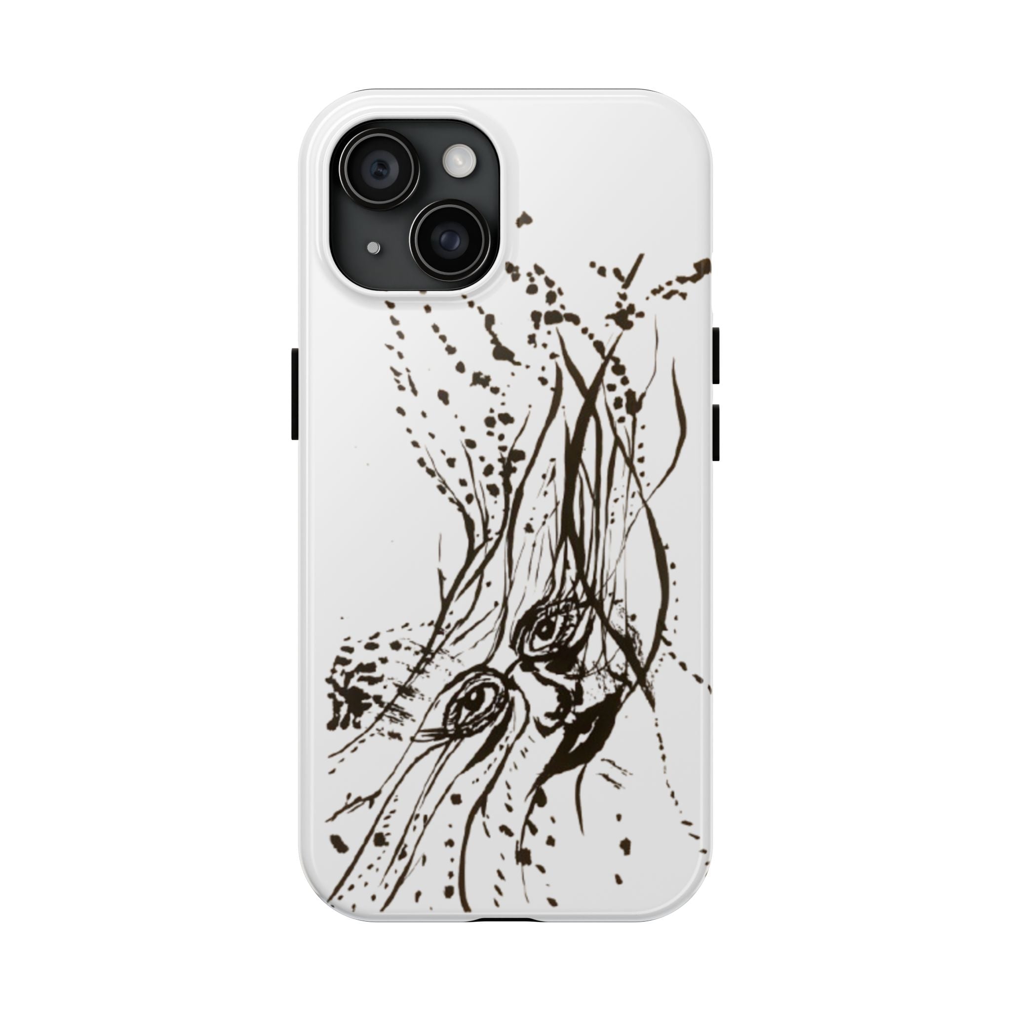 "Ink Face" Tough Phone Case — Abstract Ink Sketch Protective Cover