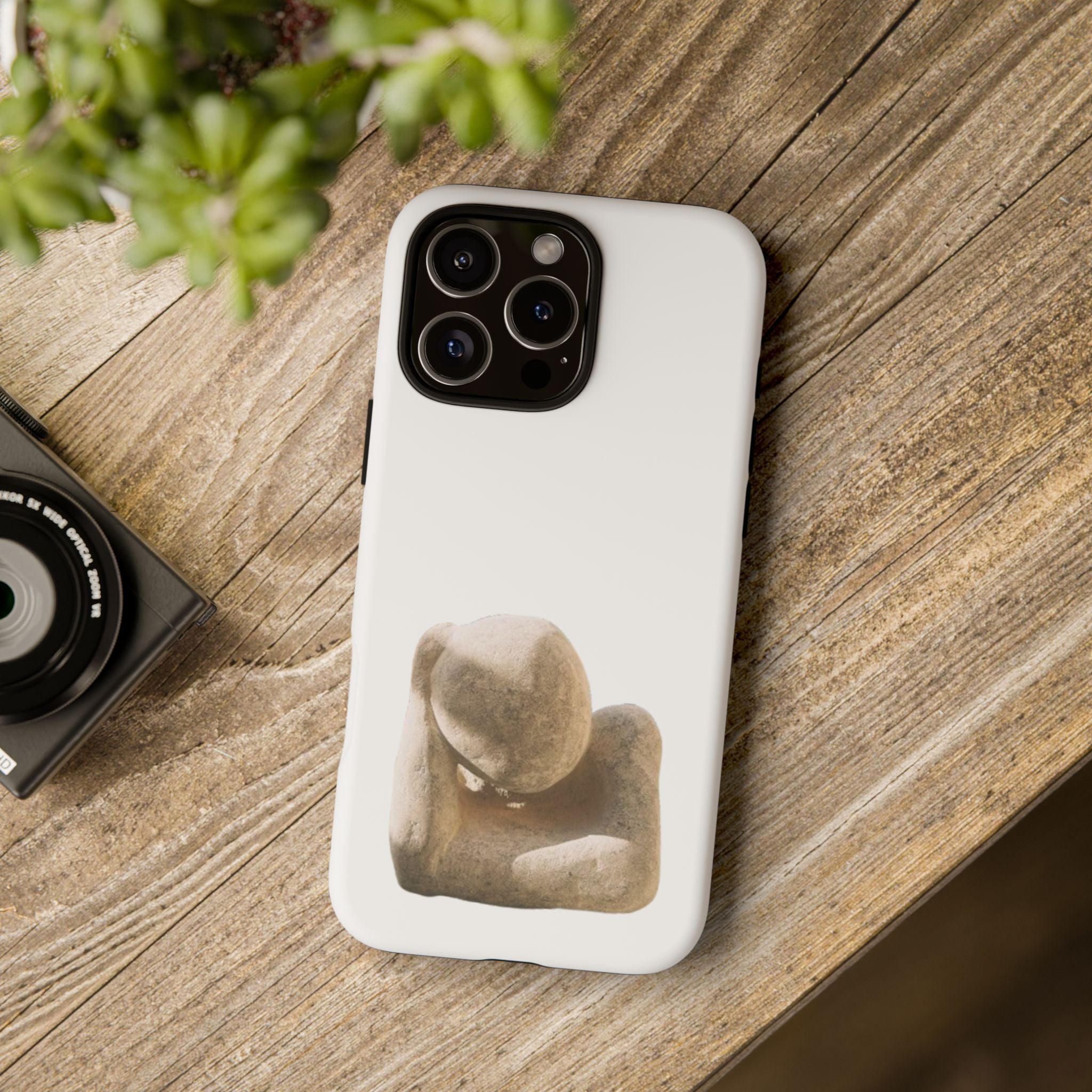 "Leaning Man" Phone Case — Minimalist Thoughtful Stone Sculpture Design