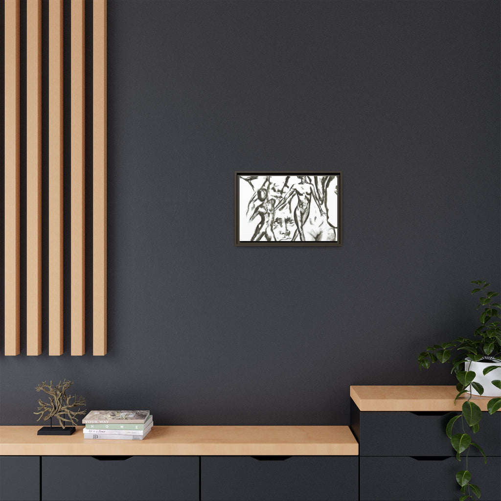 "The Figures" Abstract Matte Canvas Framed Wall Art
