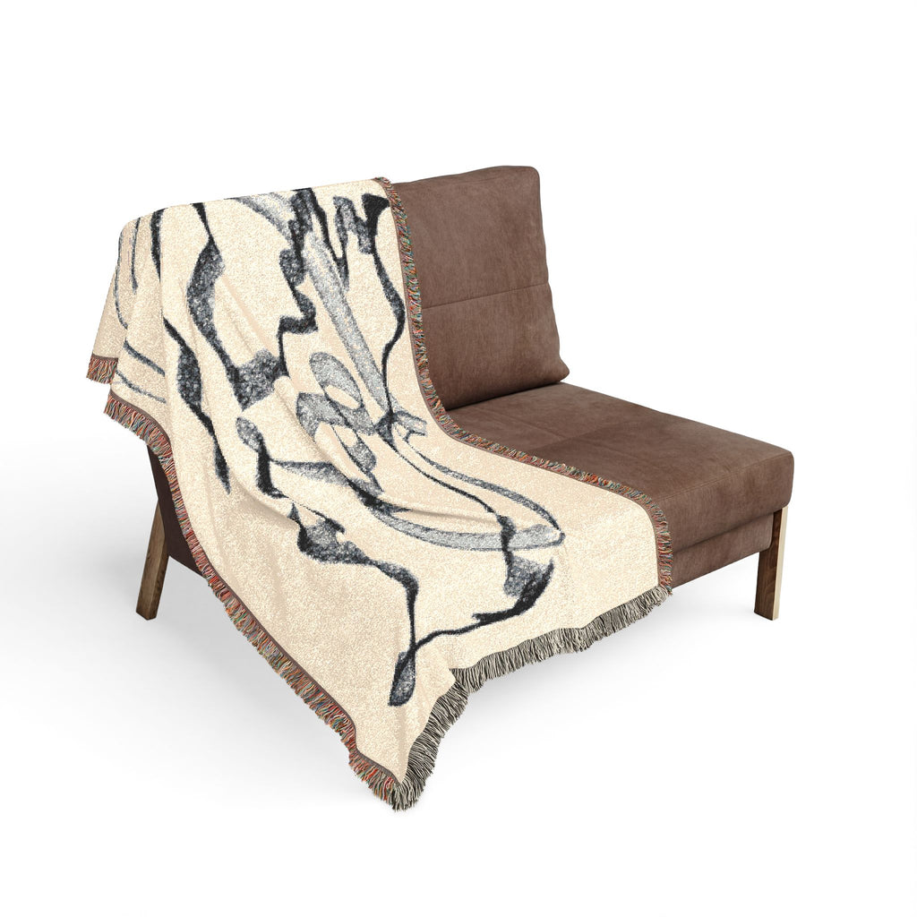 "Brushstroke" Abstract Sketch Design Woven Blanket