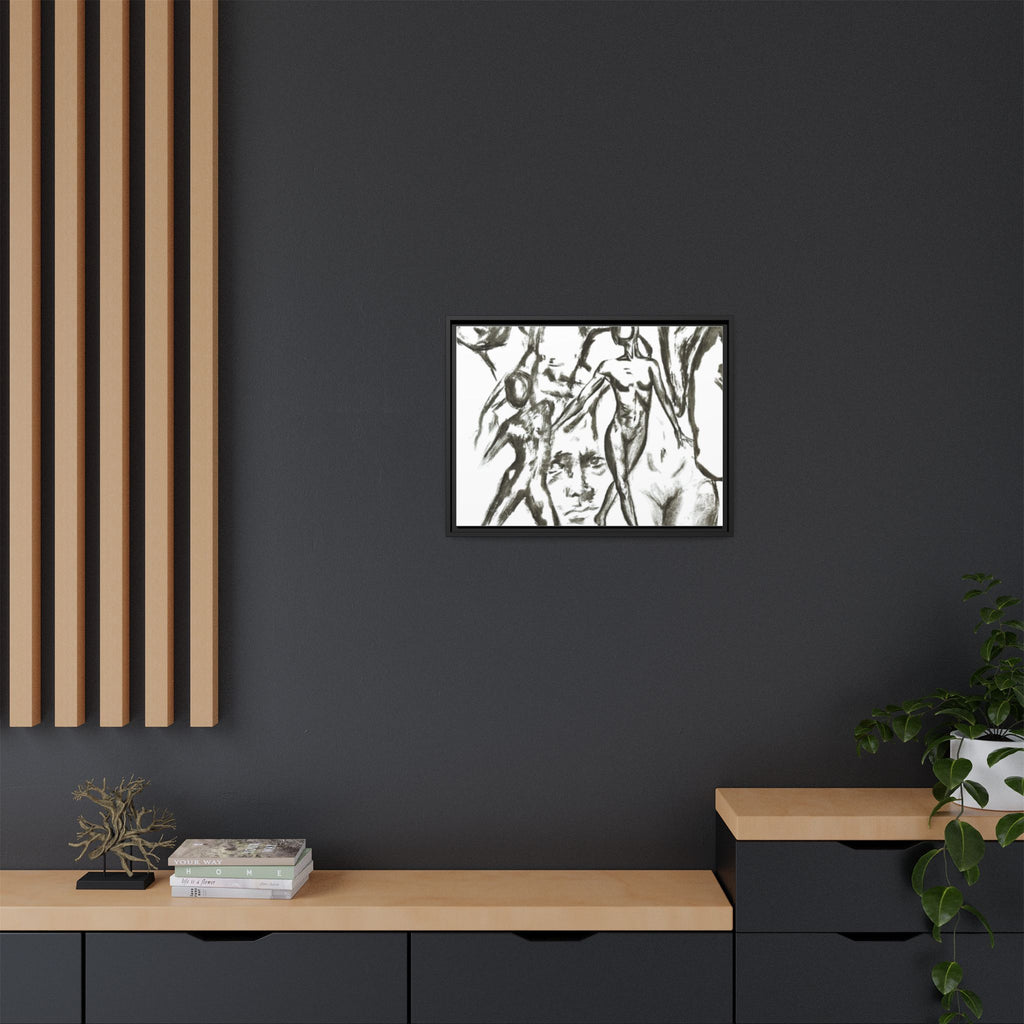 "The Figures" Abstract Matte Canvas Framed Wall Art