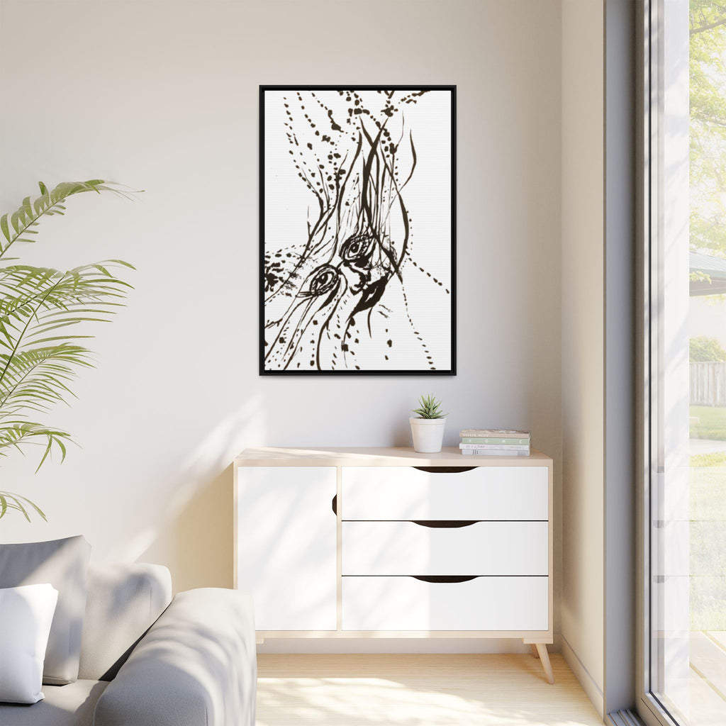"The Ink Face" Framed Canvas Abstract Face Art Print