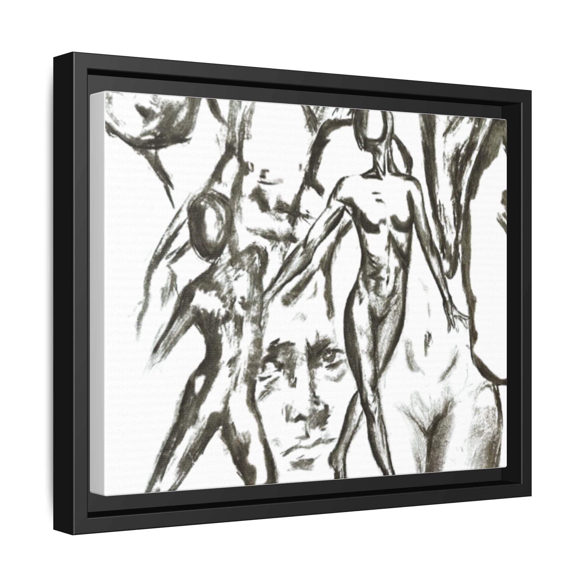 "The Figures" Abstract Matte Canvas Framed Wall Art
