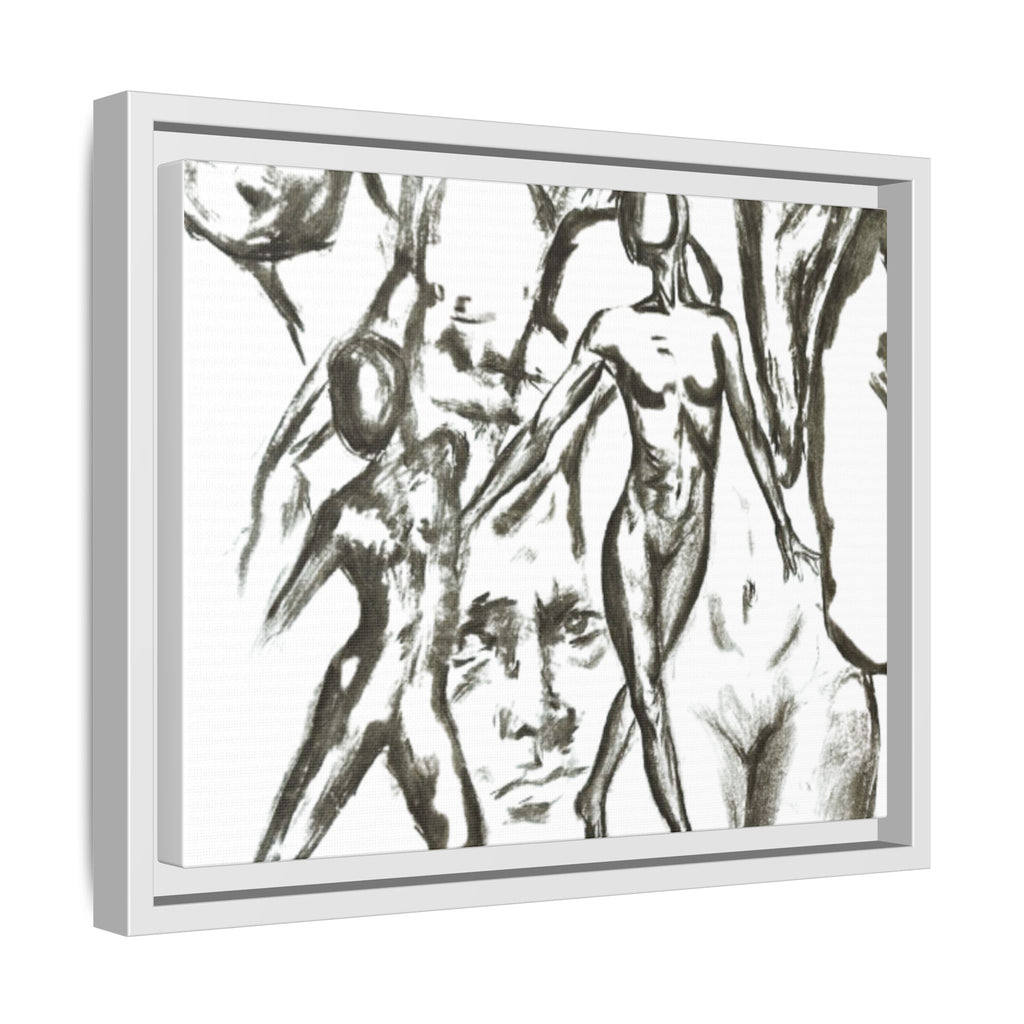 "The Figures" Abstract Matte Canvas Framed Wall Art