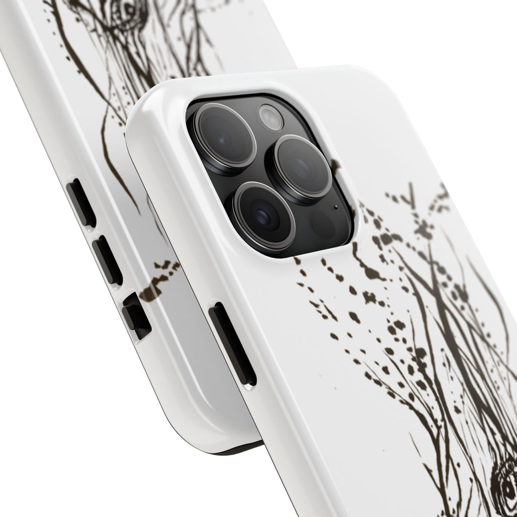 "Ink Face" Tough Phone Case — Abstract Ink Sketch Protective Cover