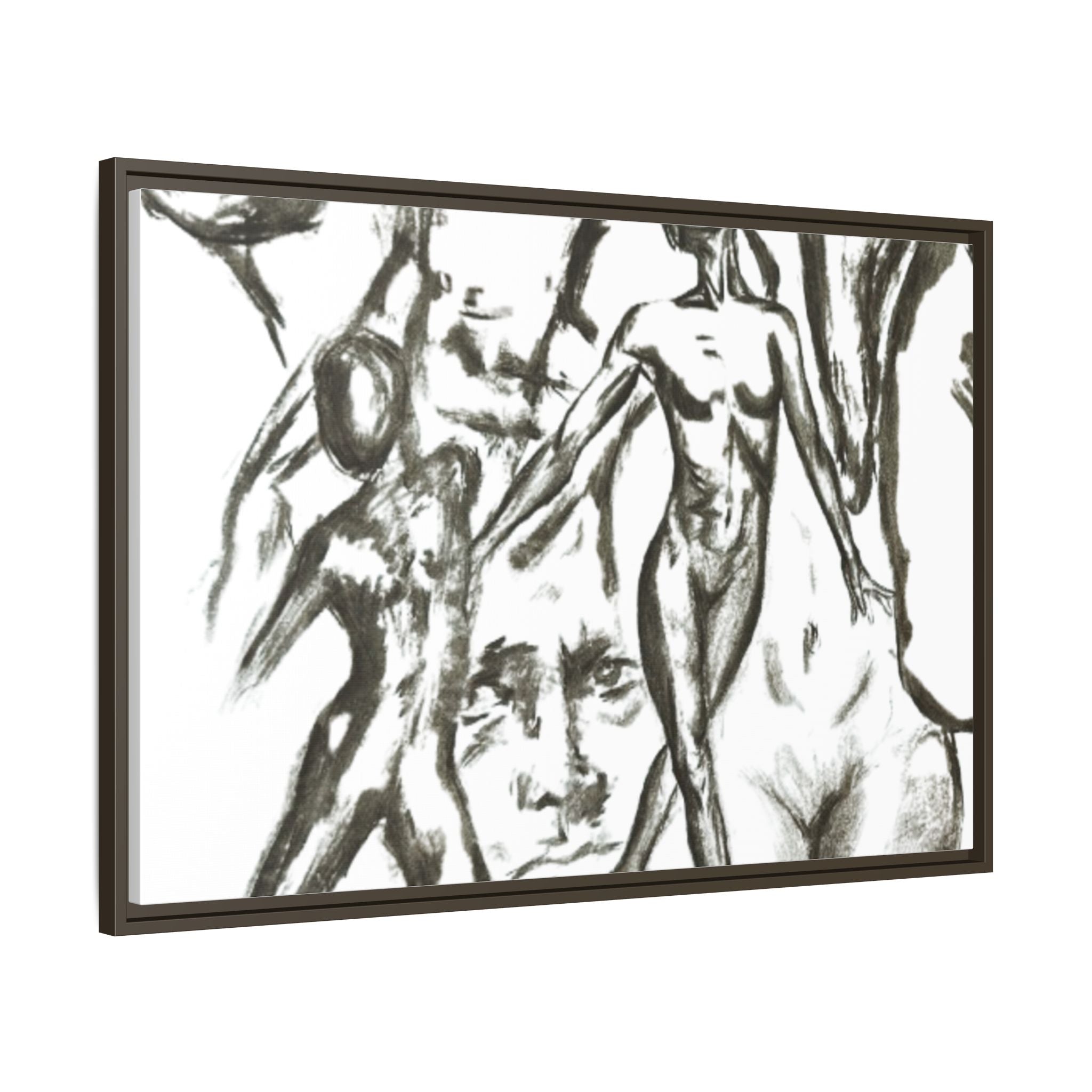 "The Figures" Abstract Matte Canvas Framed Wall Art