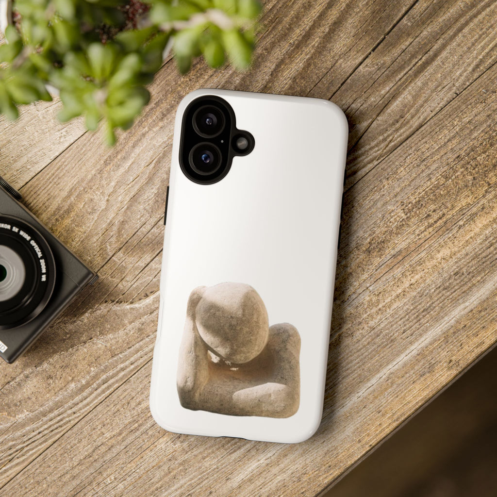 "Leaning Man" Phone Case — Minimalist Thoughtful Stone Sculpture Design