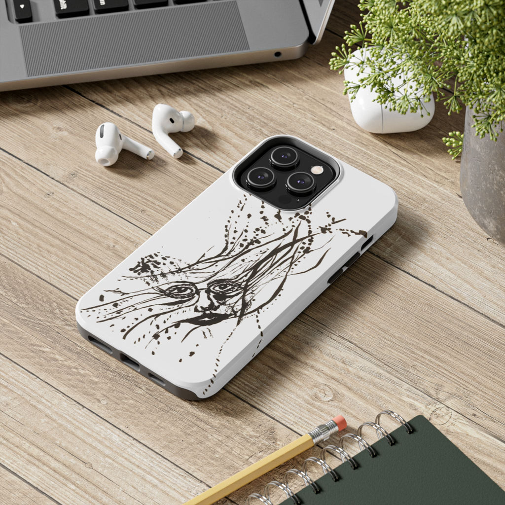 "Ink Face" Tough Phone Case — Abstract Ink Sketch Protective Cover