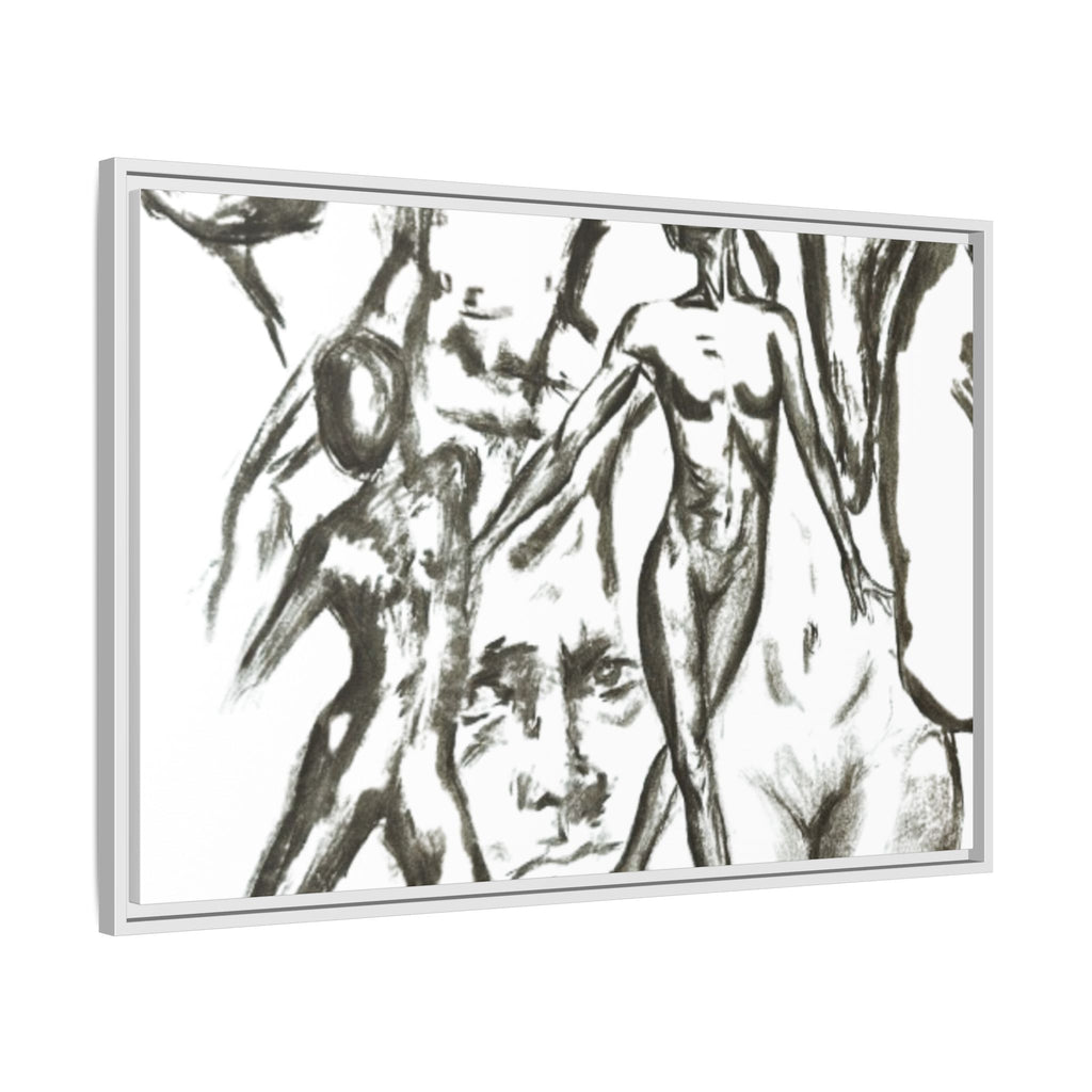 "The Figures" Abstract Matte Canvas Framed Wall Art